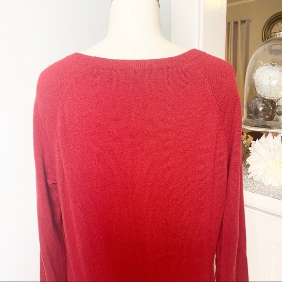 Talbots Red Sequin Lambswool Crew Neck Holiday Sweater - Picture 7 of 12